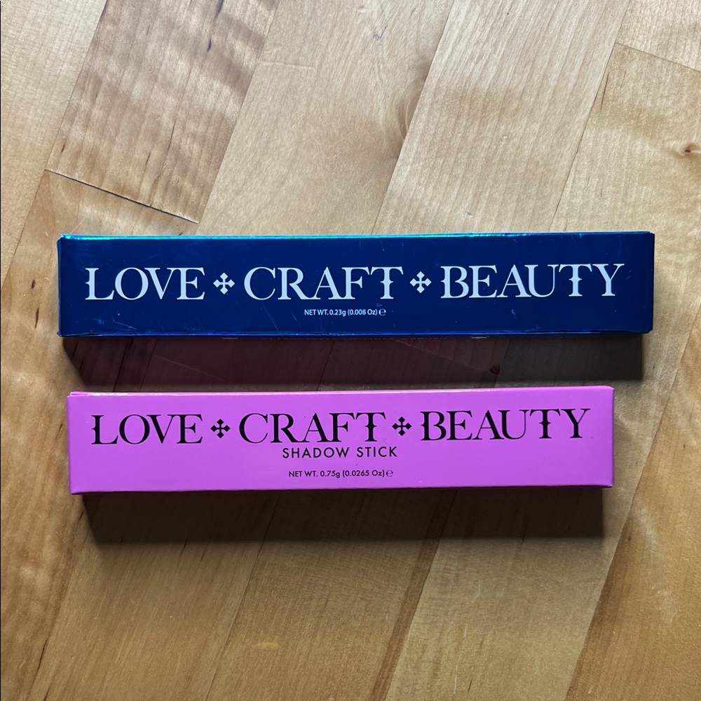 LOVE *CRAFT*BEAUTY Shadow Stick & Retractable Lip Liner and brush duo.